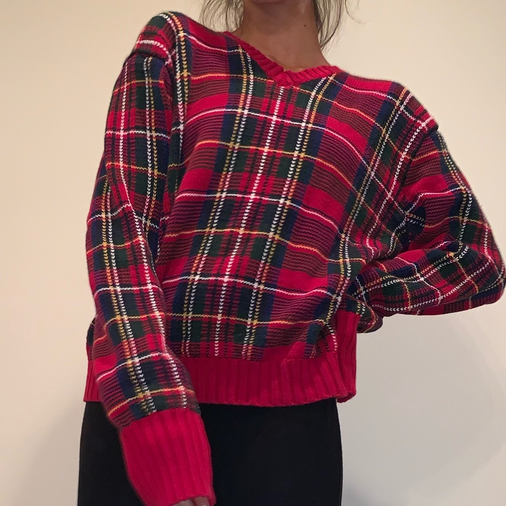 VINTAGE RALPH LAUREN PLAID KNOT SWEATER XL